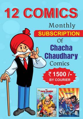 12 Comics Monthly Subscription Of Chacha Chaudhary Comics