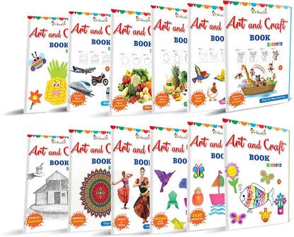 Art and Craft Step by Step Activity Book Set for kids ; Pack of 12 Books which includes Draw & Color , Colouring , Pencil Shading, Clay modelling and Origami for 3+ year old beginners  - Art and Craft Step by Step Activity Book Set for kids