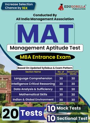 Mat 2023  - 2024 | MBA Entrance Exam | 1800+ Solved MCQs with Solution (10 Mock Tests + 10 Sectional Tests) with Free Access to Online Tests