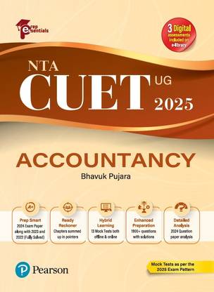 Prep Essentials NTA CUET (UG) Accountancy - 2025 | 3 Digital Assessments Includes on e-Library | Mock Tests As Per the 2025 Exam Pattern | 2024 Exam Paper Along With 2023 and 2022 (Fully-Solved) | 13 Mock Tests Both Offline & Online Exam | 1900+ Questions With Solutions
