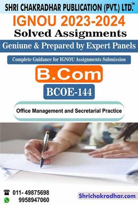IGNOU BCOE 142 Solved Assignment 2023-24 Management Accounting IGNOU Solved Assignment BCOMG IGNOU Bachelor of Commerce (2023-2024) bcoe142