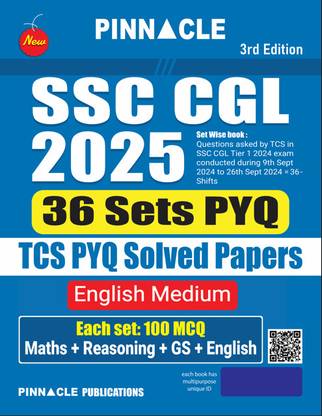 SSC CGL 2025 : 36 Sets TCS PYQ Solved Papers English medium 3rd Edition