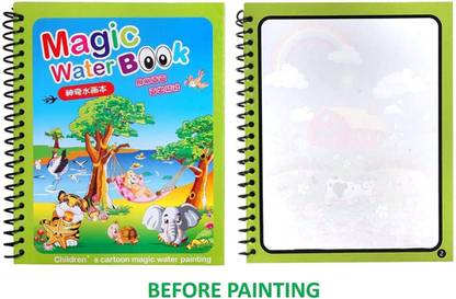 1 Magic Water Book, Water Colouring Book with Magic Doodle Pen (1 Book + 1 Pen)