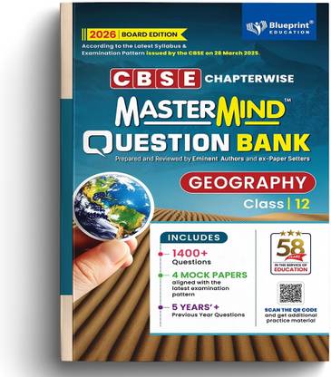 Mastermind CBSE Question Bank Class 12 Geography Exam 2026 With 4 Mock Papers