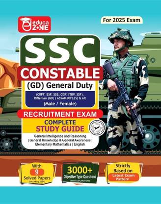 Educazone SSC GD Constable Recruitment Exam Complete Study Guide Book With Solved Papers For 2025 Exam