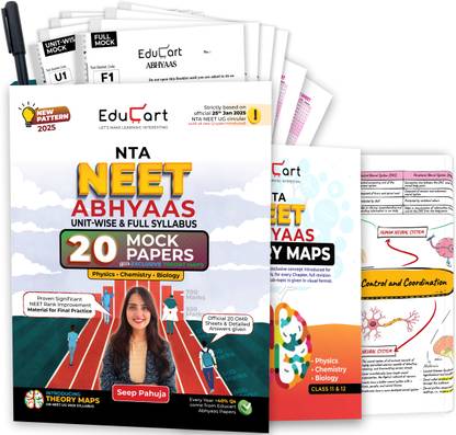 Educart Abhyaas New Pattern 20 NEET UG Mock Papers 2025 - Full Syllabus & Unitwise | With Theory Maps Book | As per 25th January 2025 NTA Circular  - NEET Mock Test 2025