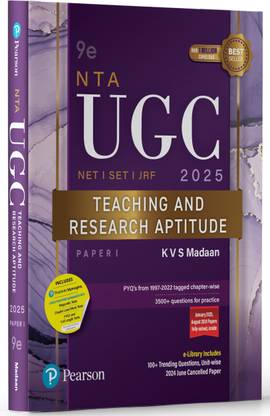 UGC NET/SET/JRF’25 Paper 1 – Teaching and Research Aptitude | 3500+ questions for Ample Practice | PYQs from 1997-2022 Tagged Chapter-Wise | January 2025, August 2024 Papers Fully Solved, Inside | 100+ Trending Questions, Unit-wise | 2024 June Cancelled Paper | Includes Pearson Myinsights | Best Seller – Over 1 Million Copies Sold | 9th Edition | - Pearson