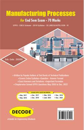 Manufacturing Processes for SPPU 19 Course (SE - IV - MECH. - 202050) (Decode)
