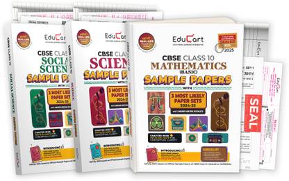 Educart CBSE Class 10 Sample Papers Bundle (2024-25) - Science, Mathematics Basic & Social Science (With exclusive CBSE Mock Booklets for 2025 Exam)