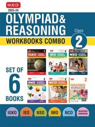 MTG Olympiad Workbook and Reasoning Book Class 2 Combo for NSO-IMO-IEO-NCO-IGKO (Set of 6 Books) - SOF Olympiad Preparation Books For 2023-2024 Exam