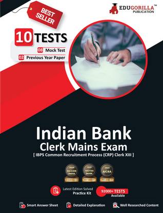 Indian Bank Clerk Mains (IBPS CRP PO/MT XIII) Book  - 2024 | 8 Full Length Mock Tests and 2 Previous Year Papers with Free Access to Online Tests