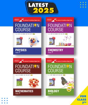 MTG Foundation Course Class 7 Physics, Chemistry, Mathematics & Biology Book Edition 2025 Set of 4 Books For IIT JEE, NEET, NSO Olympiad, CUET, NVS, KVPY & Boards Exam| Based on NCERT Latest Pattern Paperback, MTG Editorial Board|New Latest Edition For 2025-2026
