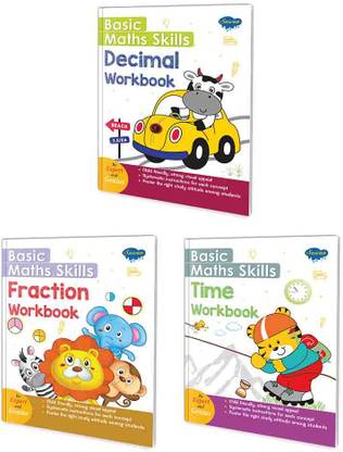Basic maths skills workbook Decimal, Fraction, Time, Set of 3
