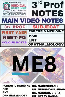 Marrow Edition 8 3rd-Year Notes (Forensic Medicine, PSM, ENT and Ophthalmology) – Full-Color for NEET PG Preparation