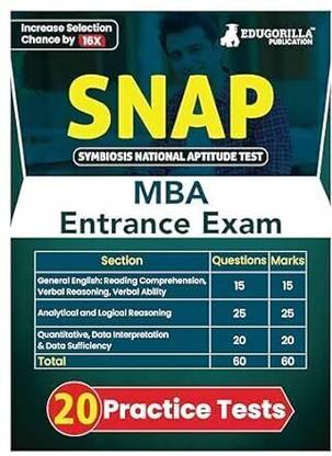 SNAP MBA Entrance Exam  - 2024 (Symbiosis National Aptitude Test) | 20 Practice Tests (1200 Solved MCQs) with Free Access to Online Tests