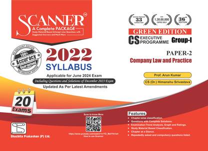 Company Law and Practice (Paper 2 | CS Executive | Gr. I) Scanner - Including questions and solutions | 2022 Syllabus | Applicable for June 2024 Exam | Green Edition