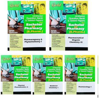 Gold B.Pharma 4th Sem. Question Bank and Solved Papers Set, 5 Books, PCI Syllabus