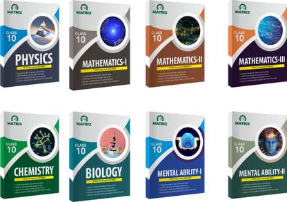 Matrix Foundation Course Class 10-Mental ability-1 & 2, Physics, Chemistry, Biology, Mathematics- 1, 2& 3 - (Set of 8 Books)- IIT JEE-NEET- NTSE-NMTC-STSE-RMO-IJSO-KVPY-NSO Olympiad Exam Books  - Matrix Foundation Modules Class 10