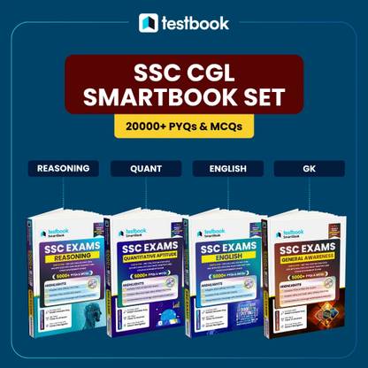 Testbook SSC CGL Smartbook Set: Reasoning, Quantitative Aptitude, English & GK in English - Set of 4 Books 2025 Edition  - Testbook SSC CGL 2025 SmartBook Combo – Reasoning, Quant, English & GK (Set of 4)