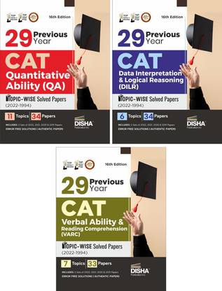 29 Previous Year Cat Qa, Dilr & Varc Topic-Wise Solved Papers (2022 - 1994) Previous Year Questions Pyqs Quantitative Ability, Data Interpretation & Logical Reasoning, Verbal Ability & Reading Comprehension