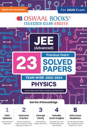 Oswaal JEE Advanced 23 Years' Year-Wise Solved Papers (2002-2024), Physics (For 2025 Exam)
