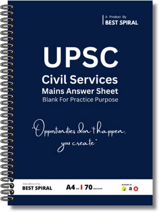 Best Spiral | UPSC Mains Answer Writing Premium Notebooks (500 × 02 = 1000 Pages) A4 Notebook UnRuled 500 Pages