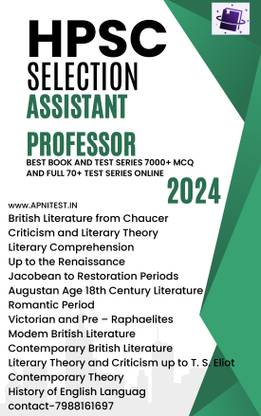 HPSC ASSISTANT PROFESSOR ENGLISH SELECTION BOOK AND ONLINE TEST SERIES APNITEST.IN CONTACT 7988161697  - HPSC AP ASSISTANT PROFESSOR ENGLISH BOOK AN BEST HPSC ASSISTANT PROFESSOR ENGLISH BEST BOOK AND TEST SERIES