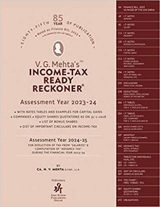 V. G. Mehta's Income Tax Ready Reckoner (DTRR) - April 2023 - 85th Edition - A.Y. 2023-24 & 2024-25