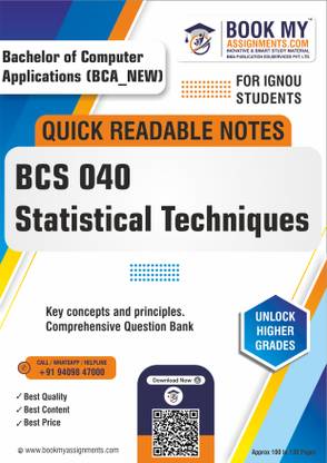 IGNOU BCS 040 Statistical Techniques Quick Readable Notes for Success-Our books use 80 GSM A4 paper for clear, sharp prints, perfect for students - English Edition