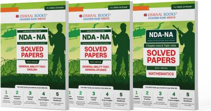 Oswaal NDA-NA Question Bank | Previous Years Solved Question Papers (2014-2023) Set of 3 Books : English, General Studies, Mathematics (For 2023-24 Exam)