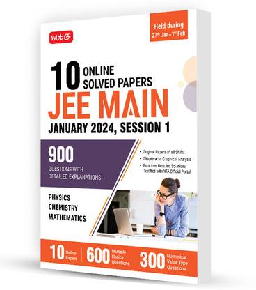 MTG 10 JEE Main Online 2024 Session1 Previous Year Solved Papers (Original Papers of All sittings) With Detailed Explanations | PYQs for Physics, Chemistry & Mathematics