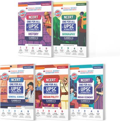 Oswaal NCERT One for All Book For UPSC and State PSCs History, Geography, General Science, Indian Polity and Indian Economy (Set of 5 Books) (Old and New NCERT Edition) Latest Edition