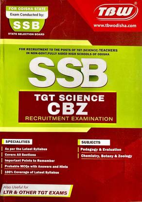 SSB TGT CBZ SCIENCE and Other LTR TGT Exam Odisha English Medium 2024 TBW