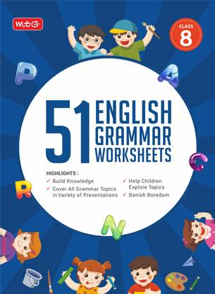 MTG 51 English Grammar Worksheets Class 8 – Grammar Work books to practice English concepts in interactive way (Based on CBSE/NCERT)