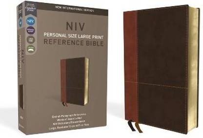 NIV, Personal Size Reference Bible, Large Print, Leathersoft, Tan/Brown, Red Letter, Comfort Print