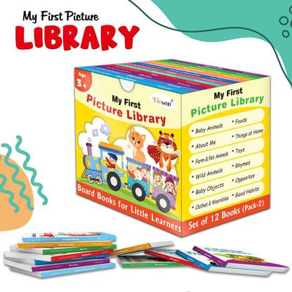 Lkg Class Picture Book Box Set (Yellow Edition) : Board Books For Children, All In One essential Board Book, Gift Set For Kids Picture Library Box Of 12 Board Books