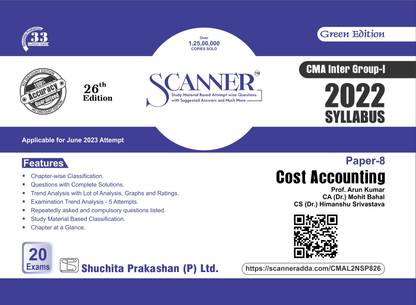 Scanner Cost Accounting (Paper 8 | Group 1) | 2022 Syllabus | June 2023 Exam