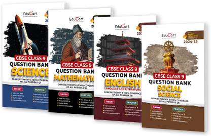 (OLD) Educart CBSE Class 9 Question Bank SCIENCE, MATHS, SOCIAL SCIENCE & ENGLISH 2024-25 Bundle (Set of 4 Books) For 2025 Board Exams