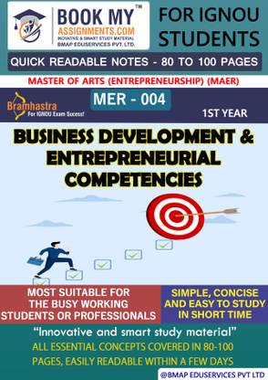 IGNOU MER-004 Business Development and Entrepreneurial Competencies Quick Readable Notes | Important Topic-wise Conceptual Notes | Degree