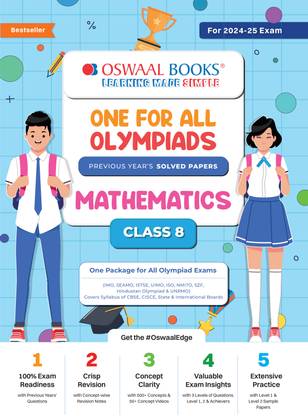 Oswaal One for All Olympiad Class 8 Mathematics | Previous Years Solved Papers