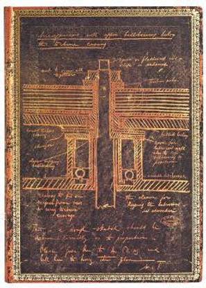 Tesla, Sketch of a Turbine (Embellished Manuscripts Collection) Midi Lined Softcover Flexi Journal