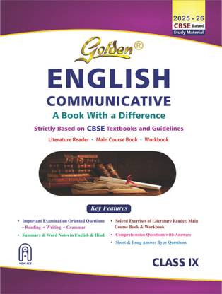 Golden English Communicative: Based on New CBSE Textbooks for Class - 9 (For CBSE 2026 Board Exams, includes Objective Type Question Bank)