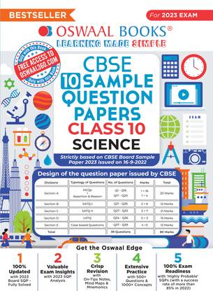 Oswaal Cbse Sample Question Papers Class 10 Science Book for 2023 Board Exam