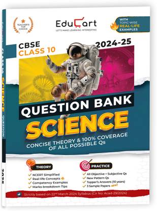 Educart CBSE Question Bank Class 10 Science 2024-25 (As per latest CBSE Syllabus 23 Mar 2024)  - Class 10 Question Bank 2025