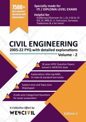 Civil Engineering Objective Questions With Detailed Solution, Subjectwise And Topic Wise Sorted, Vol-2 (Draftsman/Overseer/Junior Engineer/Assistant Engineer)