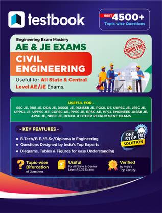 Civil Engineering for AE JE Exams - Chapterwise Solved & Previous Year Papers  - Useful for SSC JE, RRB JE, DDA JE, SSSB JE, RSMSSB JE, PGCIL DT, KPSC JE, JSSC JE, UPPCL JE, UPPSC AE, CGPSC AE, PPSC JE, BPSC AE, HPCL ENGINEER JKSSB JE, APSC JE, NBCC JE, DFCCIL & OTHER RECRUITMENT EXAMS