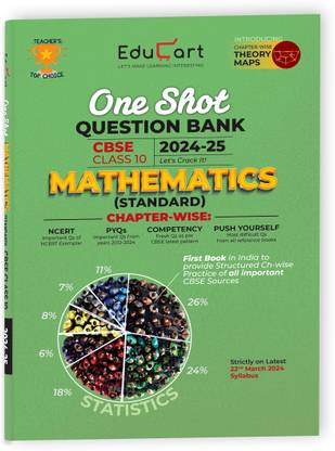 Educart CBSE Class 10 MATHEMATICS STANDARD One Shot Question Bank 2024-25 (for 2025 exam)