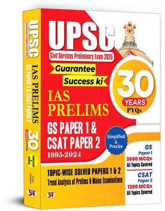 30 Years UPSC Prelims Civil Services Exam 2025 | IAS Prelims Topic-wise Solved Papers 1 & 2 (1995-2024) | General Studies & Aptitude (CSAT) MCQs | PYQs Previous Year Questions Bank Guide