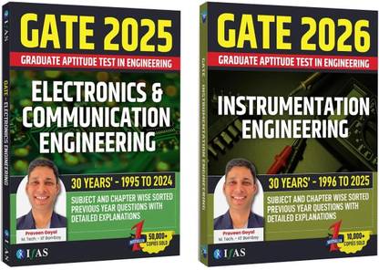 GATE Electronics & Communication Engineering (ECE) & GATE Instrumentation Engineering Books  - 2026 | Last 30 Years (1995 to 2024) | Best Seller Previous Year Solved Paper for GATE Electronics & Communication Engineering Exams in India | Section & Topic-wise Sorted Previous Year Questions Papers with Detailed Solutions | Two Brothers Publications