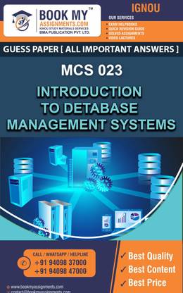 IGNOU MCS 023 Introduction to Database Management Systems | Guess Paper | Important Question Answer| Bachelor of Computer Applications (BCA)